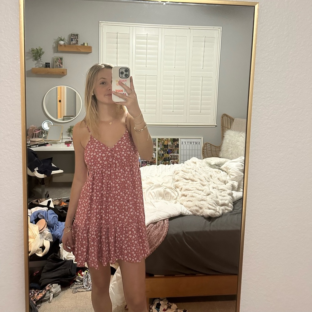 pink flowered dress